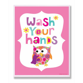 The Kids Room by Stupell Wash Your Hands On Pink Background Rectangle Wall Plaque, 11 x 0.5 x 15, Proudly Made in USA