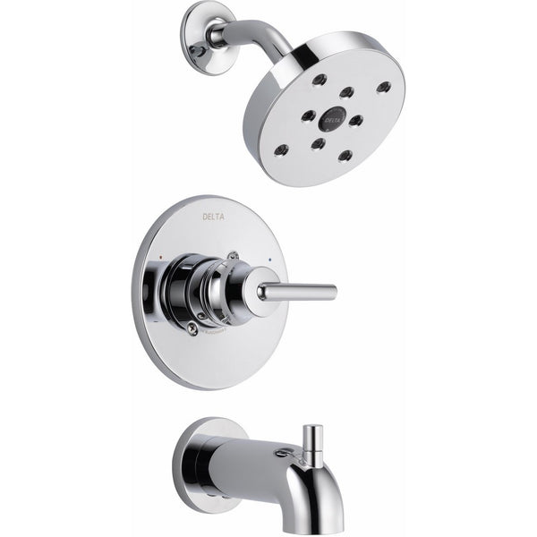 Delta T14459 Trinsic 14 Series Single-Function Tub and Shower Trim Kit with Single-Spray H2Okinetic Shower Head, Chrome (Valve Not Included)