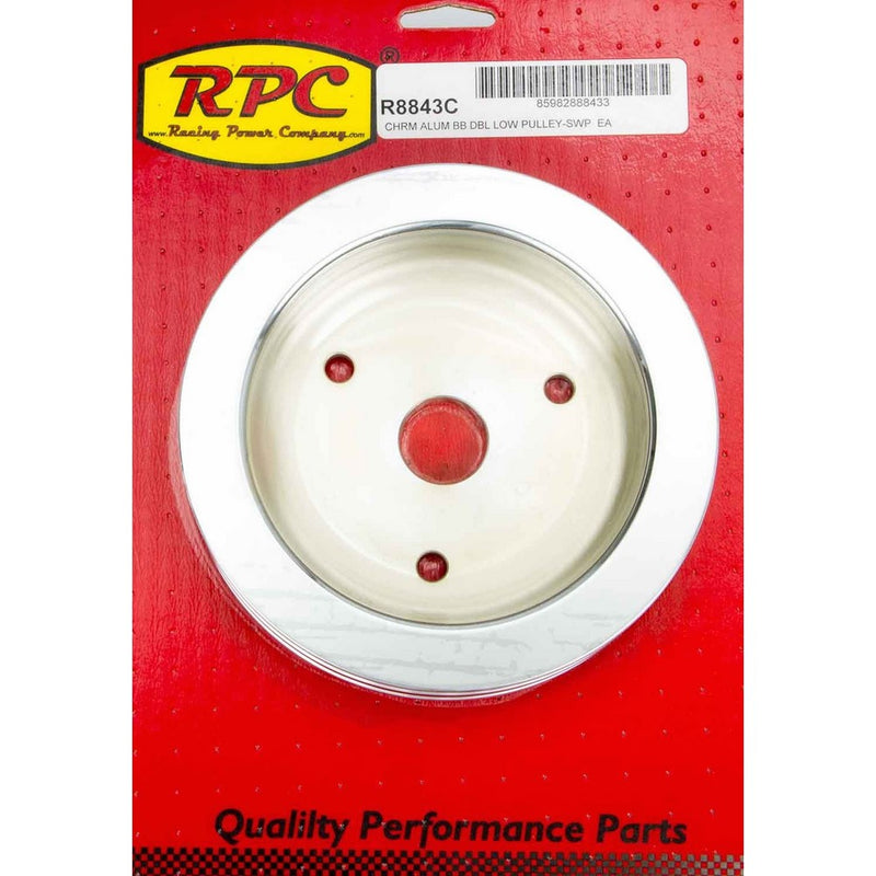 Racing Power Company R8843C Chrome Aluminum SWP Double Groove Crank Pulley for Big Block Chevy