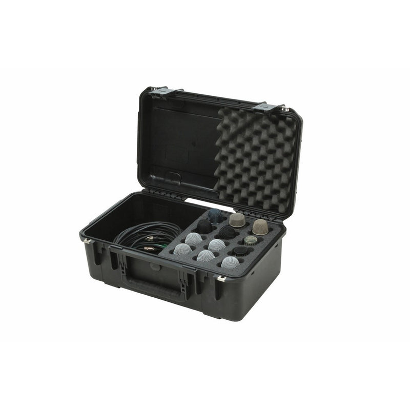 SKB 3I-2011-MC12 iSeries Injection Molded Microphone Case with Foam for 12 Mics with Storage Compartment