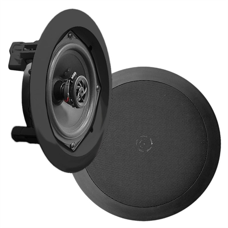 8'' Ceiling Wall Mount Speakers - Pair of 2-Way Midbass Woofer Speaker 1/2'' Polymer Dome Tweeter Flush Design w/50Hz - 20kHz Frequency Response & 250 Watts Peak Easy Installation - Pyle PDIC81RDBK