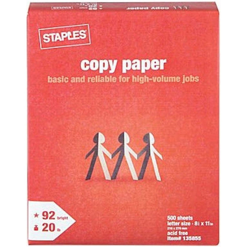 Staples Multipurpose Copy Laser Inkjet Paper, Acid Free, Ream, 500 Total Sheets, White