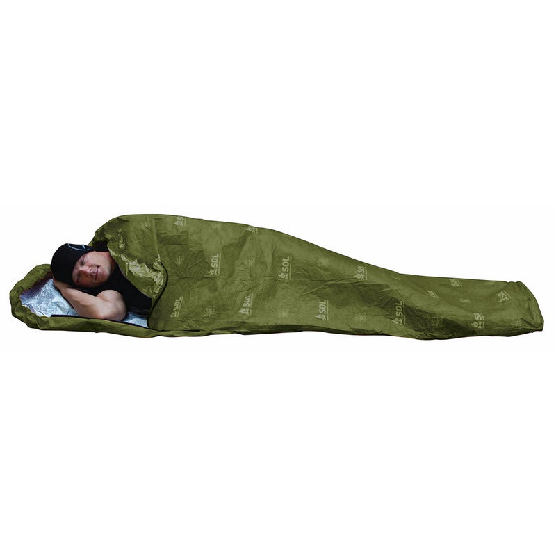 S.O.L. Survive Outdoors Longer Escape Bivvy OD Green, 70 Percent Heat Reflective, Breathable Personal Shelter, Lightweight Emergency Survival Sleeping Bag Sack, Drawstring Bag, Water-Resistant, 8.1oz