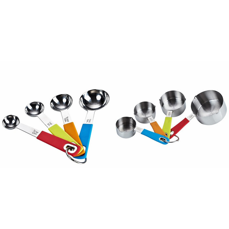 Cook N Home 8-Piece Stainless Steel Measuring Cups and Spoons Set, Multicolor