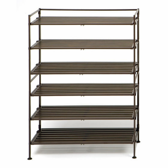 Seville Classics 3-Tier Resin Slat Utility Shoe Rack (2-Pack), Espresso