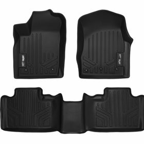 SMARTLINER Floor Mats 2 Row Liner Set Black for 2013-2016 Jeep Grand Cherokee or Dodge Durango With Front Row Dual Floor Hooks