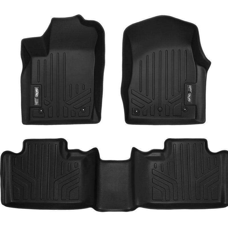 SMARTLINER Floor Mats 2 Row Liner Set Black for 2013-2016 Jeep Grand Cherokee or Dodge Durango With Front Row Dual Floor Hooks
