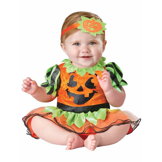 InCharacter Baby Girl's Pumpkin Patch Princess Costume, Orange/Green, Small