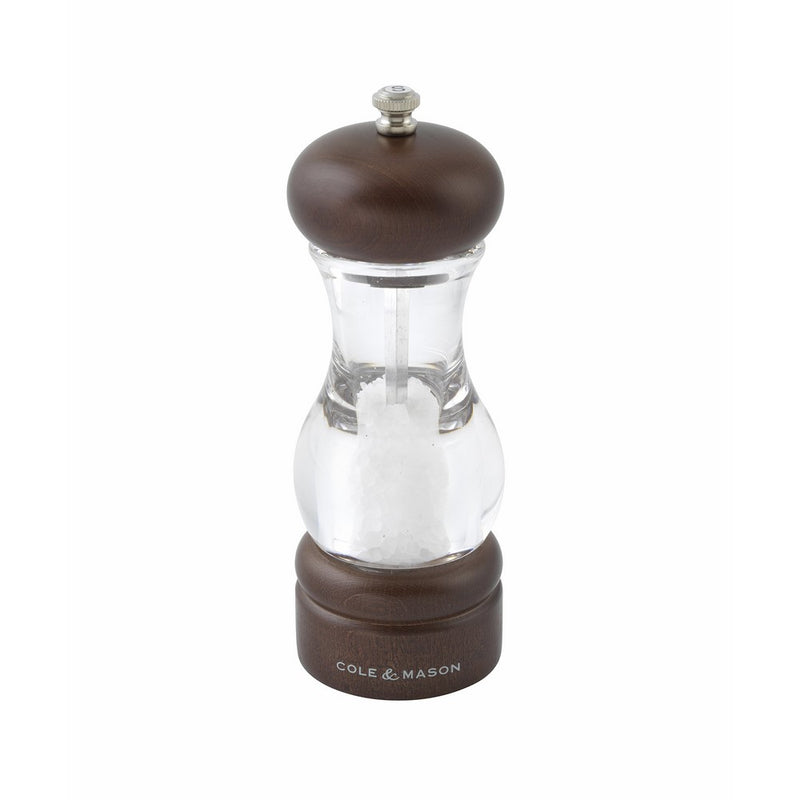 COLE & MASON 105 Forest Wood Salt Grinder - Wooden and Acrylic Mill Includes Precision Mechanism and Premium Sea Salt
