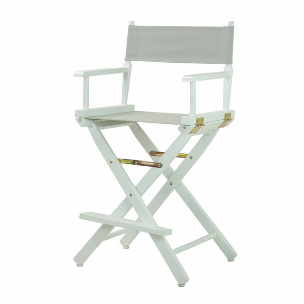 Casual Home 24" Director's Chair White Frame with Grey Canvas, Counter Height