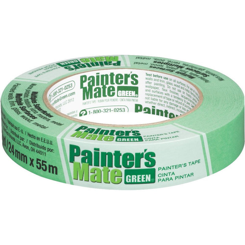 Painter's Mate Green Brand CP 150/8-Day Painter's Tape, Multi-Surface, 24mm x 55m, Green, 1 Roll (103369)