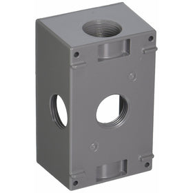 Hubbell-Bell 5332-0 2-Inch Deep 1-Gang 5 Outlet 18.3 Cubic Inch Weatherproof Box, Gray