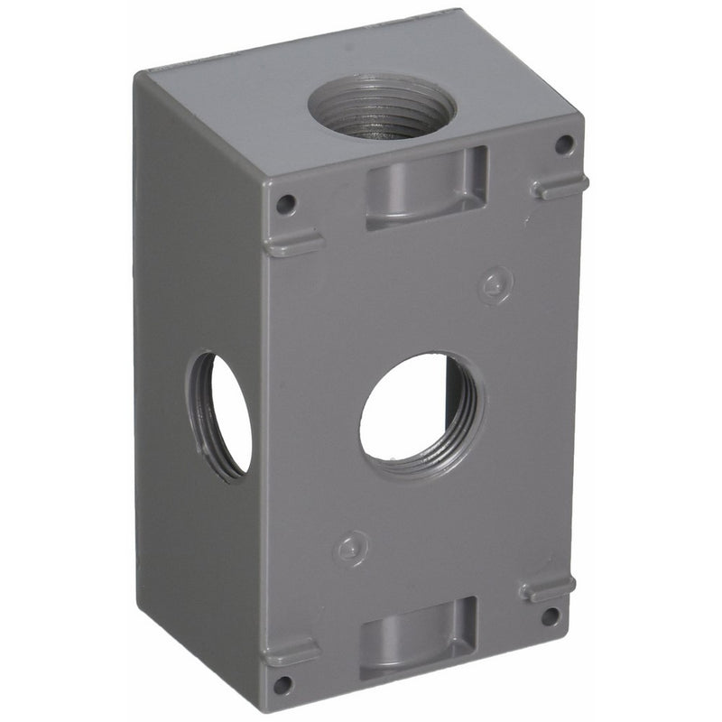 Hubbell-Bell 5332-0 2-Inch Deep 1-Gang 5 Outlet 18.3 Cubic Inch Weatherproof Box, Gray