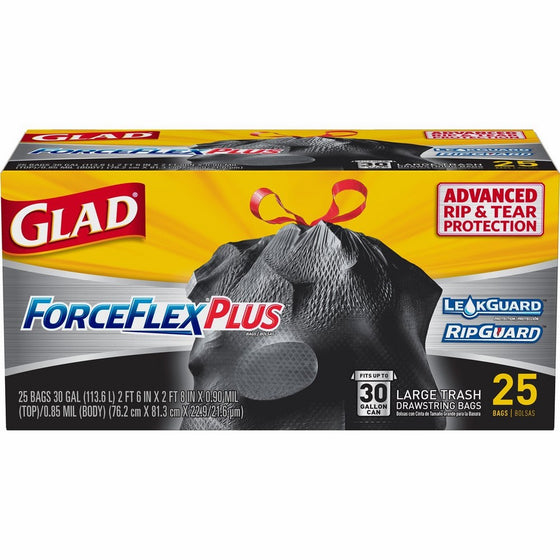 Glad Dual Defense Large Drawstring Trash Bags - 30 Gallon - 25 Count