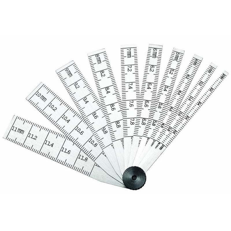 Starrett 269MA Tempered Steel Taper Gauge, 0.02mm Graduation, 2mm - 12mm Range, 64mm Length, 10 Leaves