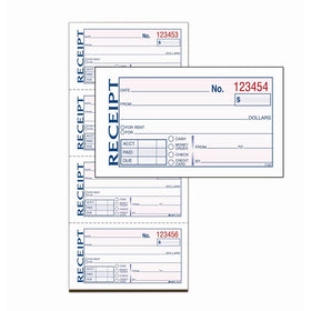 Adams Money and Rent Receipt, Carbonless, 5.25 x 11 Inches, White and Canary, 2-Parts, 4 Sets per Page, 200 Sets per Book (DC1152)