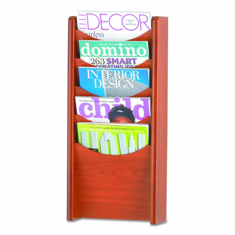 Safco Products 4330CY Wood Magazine Rack, 5 Pocket, Cherry