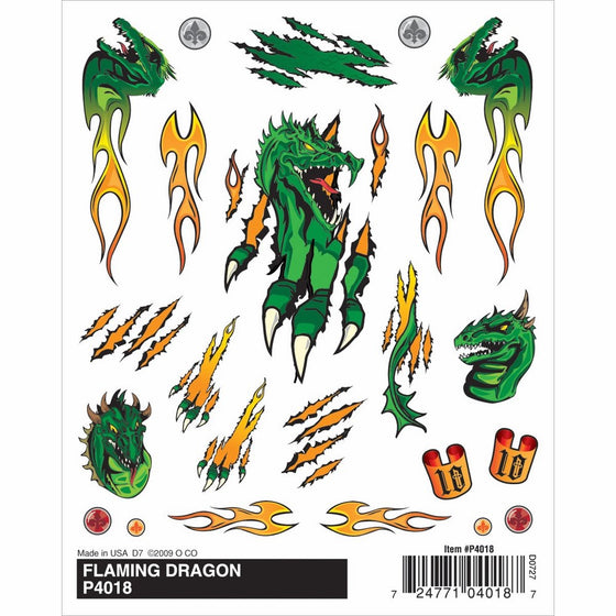 Woodland Scenics Pine Car Derby Dry Transfer Decal, Flaming Dragon, 4 by 5-Inch