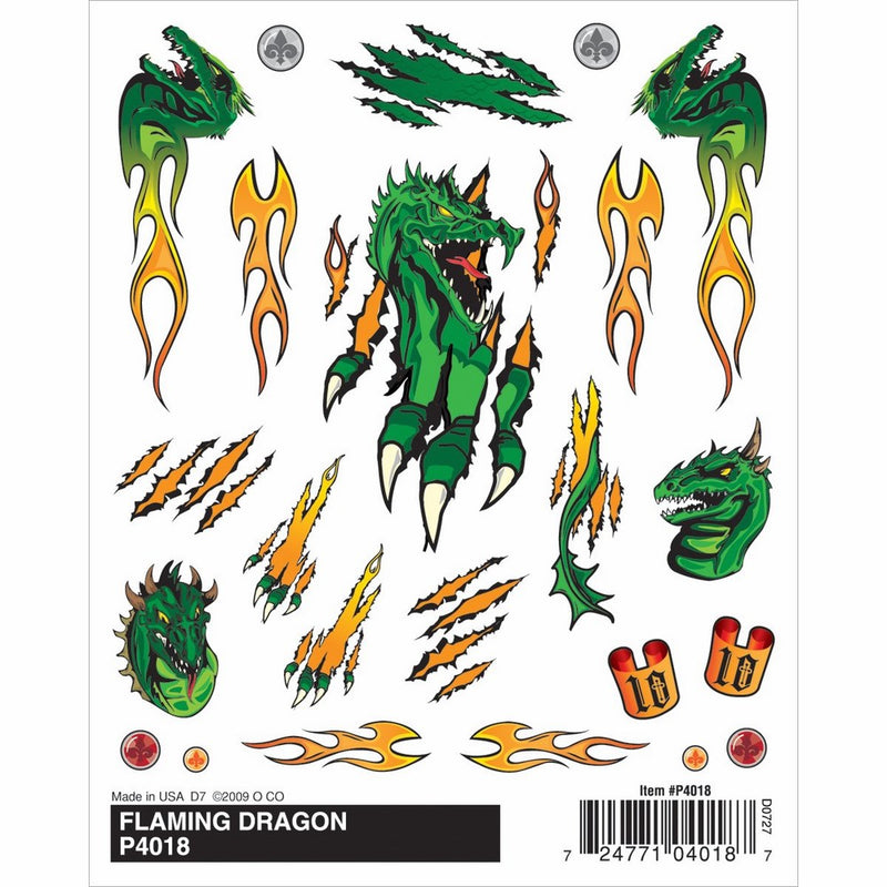 Woodland Scenics Pine Car Derby Dry Transfer Decal, Flaming Dragon, 4 by 5-Inch