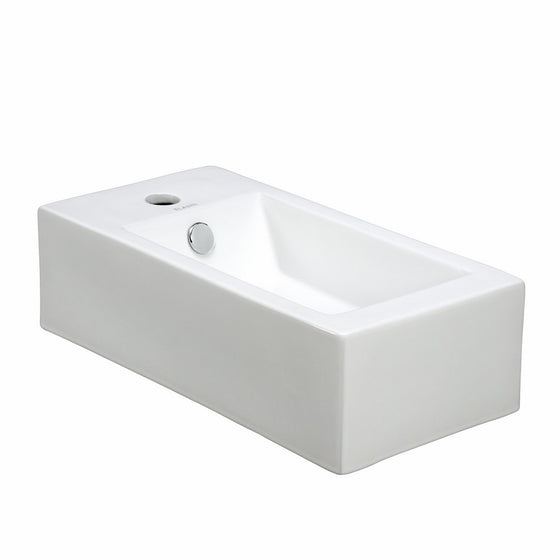 Elite Sinks EC9899-R Porcelain Wall-Mounted Rectangle Right-Facing Sink, White