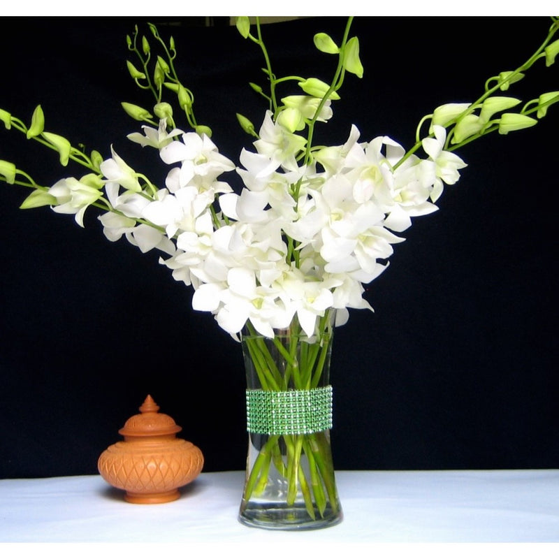 Fresh Flowers - Just Orchids White Dendrobium with Vase