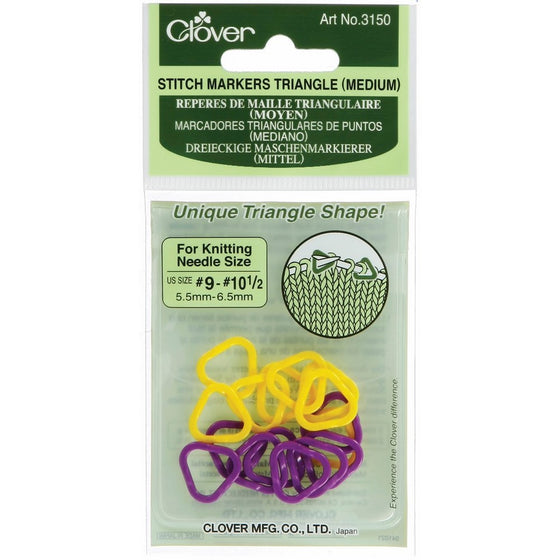 Clover 3150 Stitch Markers, Triangle, 16-Pieces Medium, Yellow/Purple