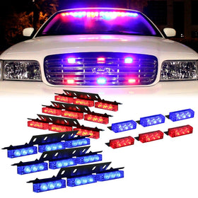 DT MOTO Blue Red 54X LED Police Vehicle Dash Deck Grille Strobe Warning Lights - 1 set