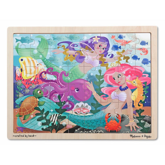 Melissa & Doug Mermaid Fantasea Wooden Jigsaw Puzzle With Storage Tray (48 pcs)