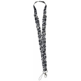 Leopard Print Lanyard Black & White Keychain Holder