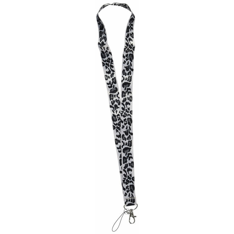 Leopard Print Lanyard Black & White Keychain Holder