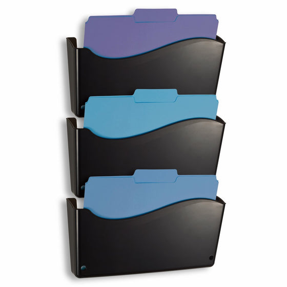 Officemate 2200 Series Executive Wall File, 3 Pack, 13 3/4 x 3 x 19 1/2 Inches, Black (22382)