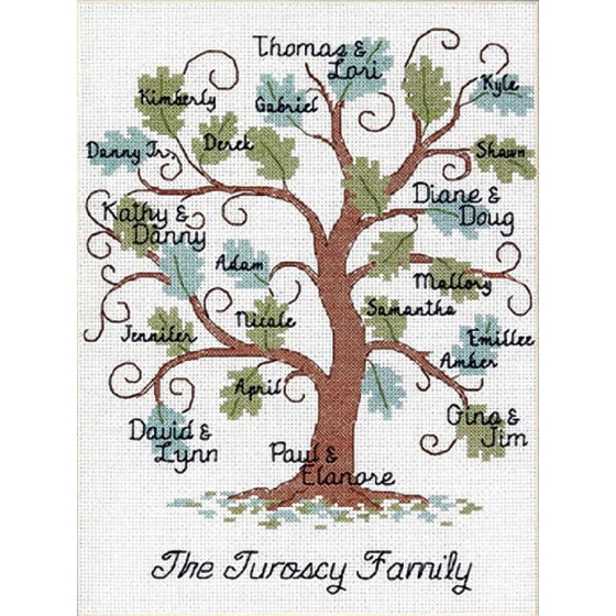 Dimensions Needlecrafts Counted Cross Stitch Kit, Curvy Oak Family Tree