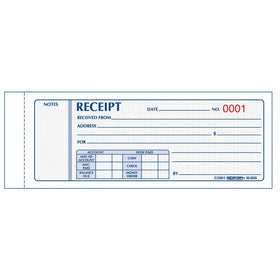 REDIFORM Money Receipts, Carbonless, 3 Parts, 2.75 x 7 inches,50 Numbered Receipts (8L802)