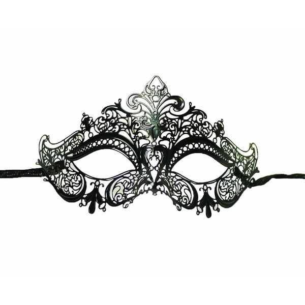 Venetian Laser-Cut Details Black Crown Design Mask