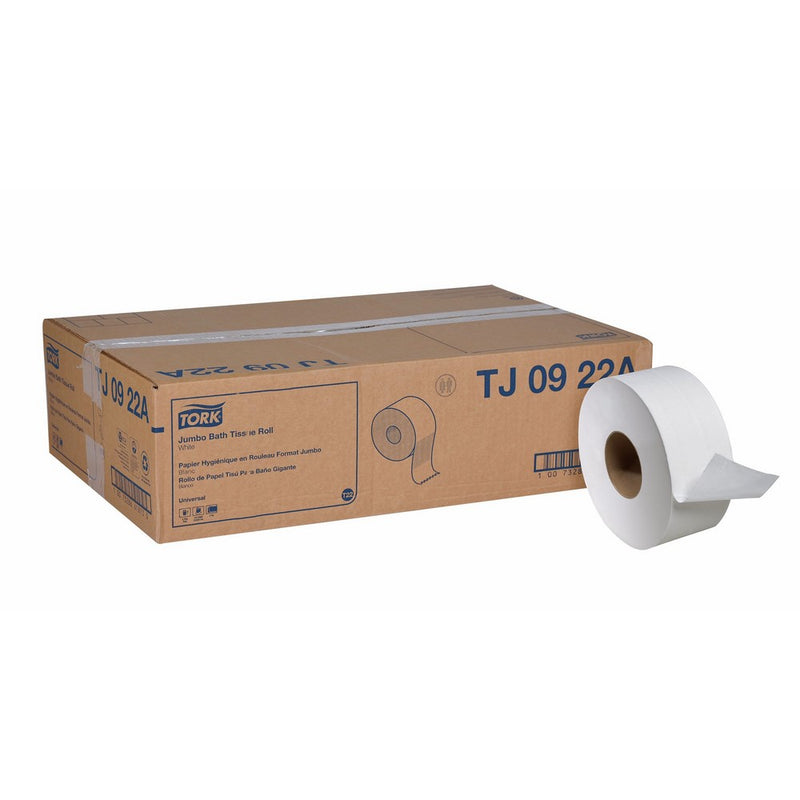 Tork Universal TJ0922A Jumbo Bath Tissue Roll, 2-Ply, 8.8" Dia, 3.55" Width x 1,000' Length, White (Case of 12 Rolls, 1,000 per Roll, 12,000 Feet)