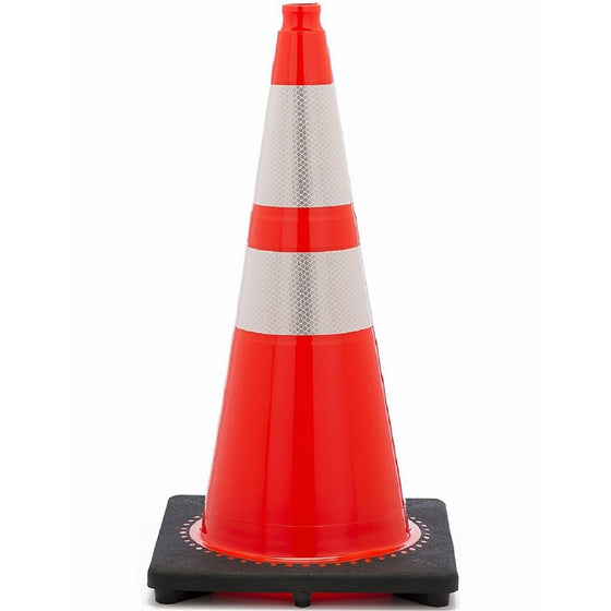 JBC Safety Plastic RS70032CT3M64 Revolution Series 28" Traffic Cone Wide Body with 6" and 4" Reflective Cone Collars, Orange Color