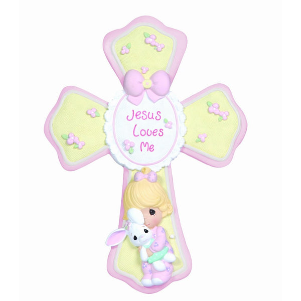 Precious Moments, Jesus Loves Me, Girl Resin Cross With Stand, 132402