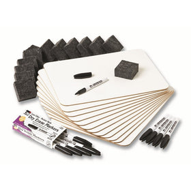 Charles Leonard Dry Erase Lapboard Class Pack, Includes 12 each of Whiteboards, 2 Inch Felt Erasers and Black Dry Erase Markers (35036)