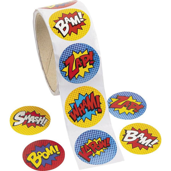 Fun Express Superhero Stickers (100 Stickers Per Roll)