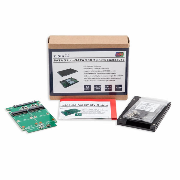 Dual mSATA SSD to SATA III RAID 2.5” Enclosure