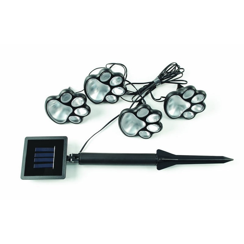 IdeaWorks JB7356 Solar Paw Print Lights (Set of 4), Black