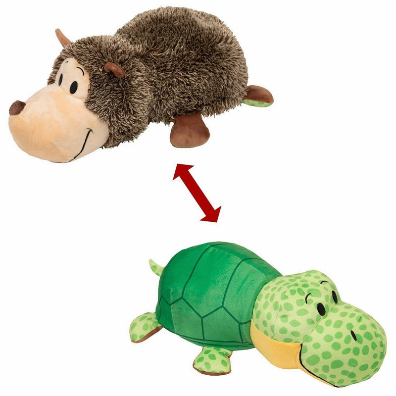 FlipaZoo The 16" Pillow with 2 Sides of Fun for Everyone - Each Huggable FlipaZoo character is Two Wonderful Collectibles in One (Hedgehog / Turtle)