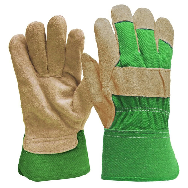 DIGZ Suede Leather Palm Garden Gloves with Safety Cuff, Medium