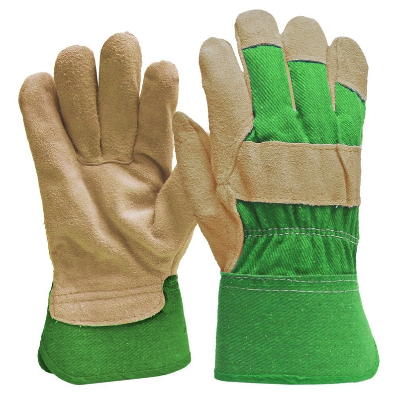 DIGZ Suede Leather Palm Garden Gloves with Safety Cuff, Medium