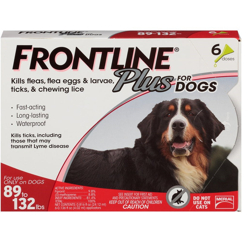 Frontline Plus for Dogs Extra Large Dog (89 to 132 pounds) Flea and Tick Treatment, 6 Doses