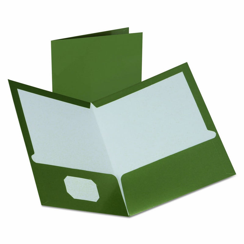 Oxford 5049560 Metallic Two-Pocket Folders, Green, 25/Box