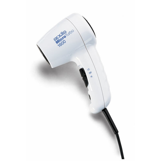 Andis 1600-Watt MicroTurbo Dual Voltage Hair Dryer, White (33805)