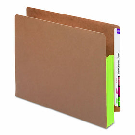 Smead End Tab Pocket, Reinforced Straight-Cut Tab, 3-1/2" Expansion, Extra Wide Letter Size, Redrope with Green Gusset, 10 per Box (73680)