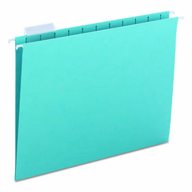 Smead Hanging File Folder, 1/5-Cut Adjustable Tab, Letter Size, Aqua, 25 per Box (64058)