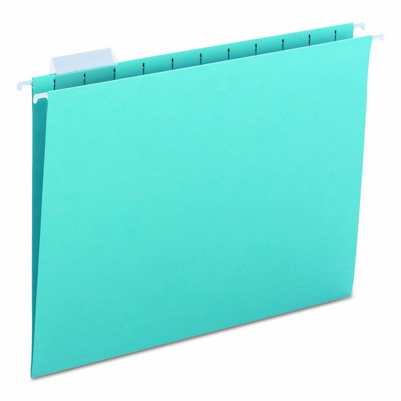 Smead Hanging File Folder, 1/5-Cut Adjustable Tab, Letter Size, Aqua, 25 per Box (64058)